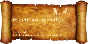 Miklóssy Adrián névjegykártya